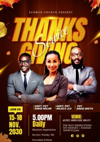 Thanksgiving Church service flyer A3 template