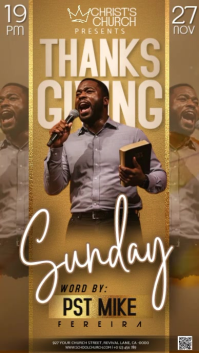 สีน้ำตาล Thanksgiving Church Service Instagram Story Template