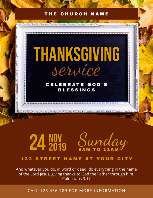 Thanksgiving Church Service Template | PosterMyWall
