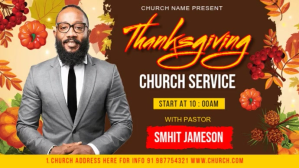 棕色 Thanksgiving Church Service Præsentation Template