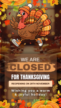 Cokelat Thanksgiving Closure Notice Digitalt display Template