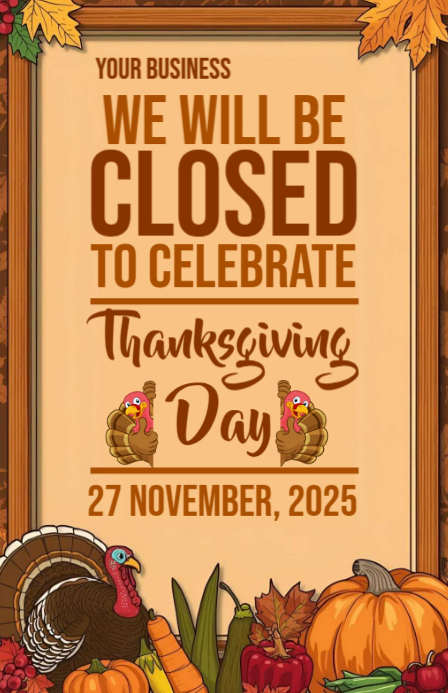 Thanksgiving closed template 2025 Tabloid
