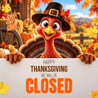 Серый Thanksgiving Closure Announcement Instagram Post Template
