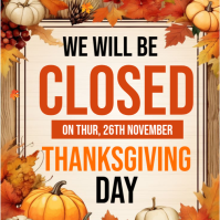 White Thanksgiving Closure Announcement Instagram Plasing Template