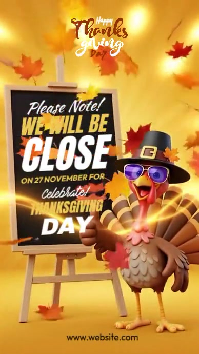 Thanksgiving Closure Template | PosterMyWall