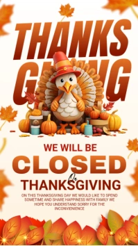 Thanksgiving Closure Notice Instagram Story template