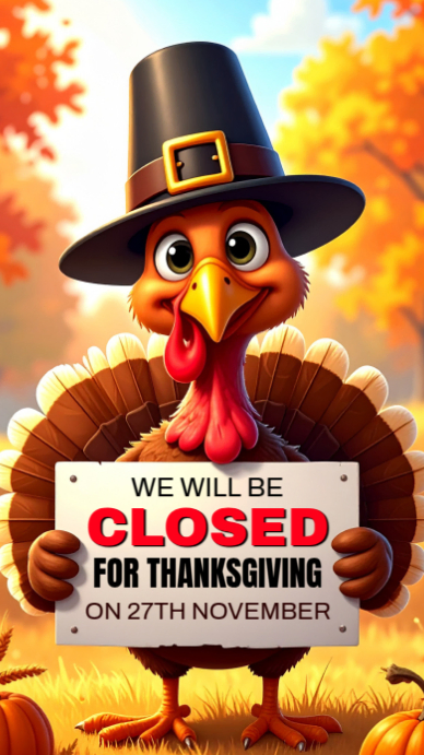 Copy of thanksgiving closure poster | PosterMyWall