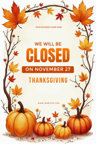 Hvid Business Closed for Thanksgiving Плакат Template