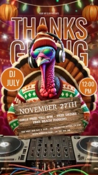 Thanksgiving Club Bar Party Event Design Template Instagram Story