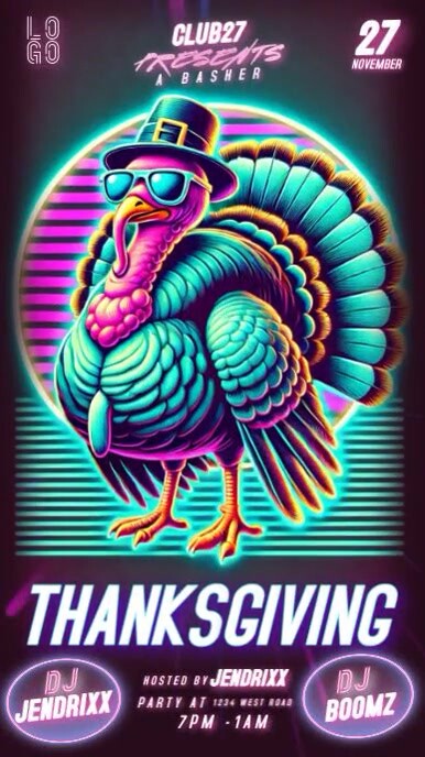 thanksgiving club party event ad design template Instagram Story