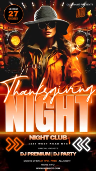 Черный Thanksgiving Nightclub Party Instagram Story Template