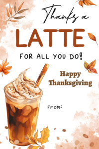 Thanksgiving Coffee Gift Tag Editable Transparent 4 stopy × 6 stóp template