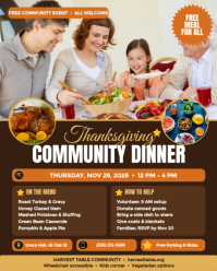 Brown Thanksgiving Community Dinner Instagram Portrait Template