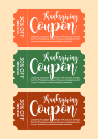 Orange Thanksgiving Coupon A4 Template