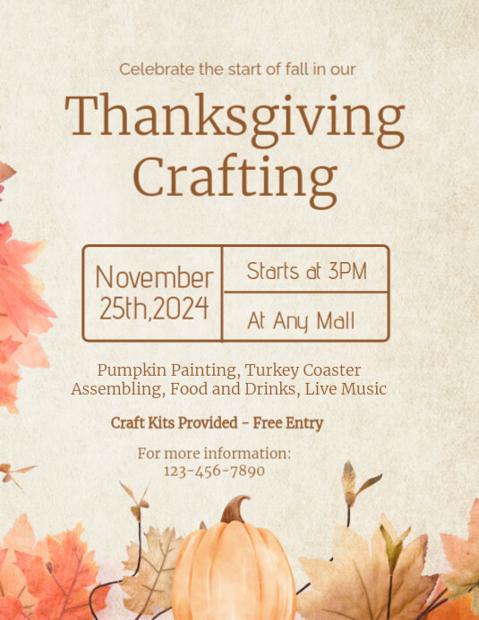 Thanksgiving Crafting Event Template | PosterMyWall
