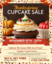 Yellow Thanksgiving Cupcake Sale Instagram Portrait Template