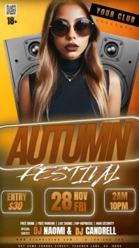 棕色 Autumn Festival เรื่องราวบน Instagram Template