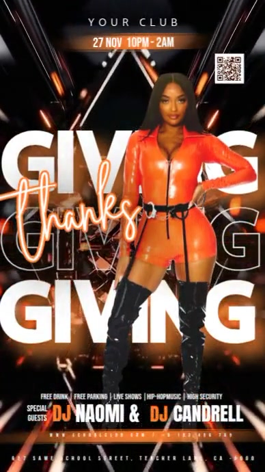 thanksgiving day club party event design template Instagram Reel