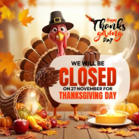 Brun Thanksgiving Closure Announcement Vierkant Template