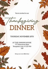 THANKSGIVING DAY DINNER PARTY INVITE TEMPLATE A4