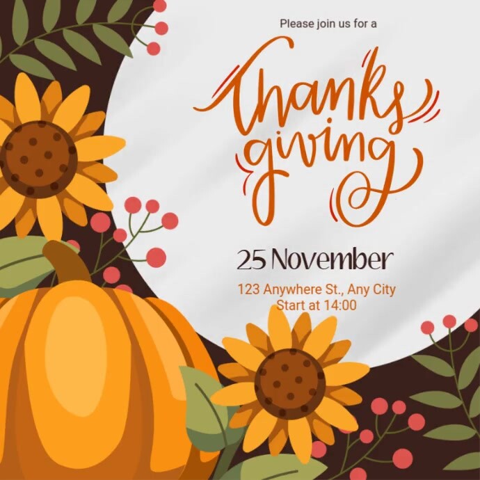 Thanksgiving Day Invitation Template | PosterMyWall