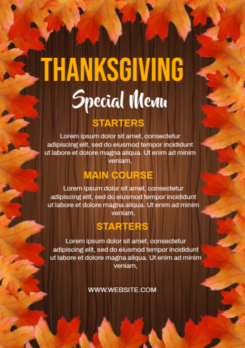thanksgiving day menu Template | PosterMyWall