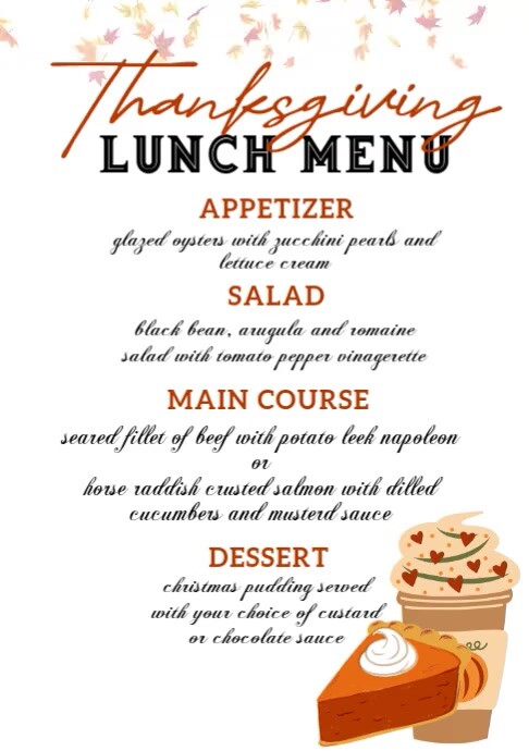Thanksgiving day menu design template A4
