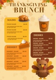 thanksgiving day menu event ad design template A4