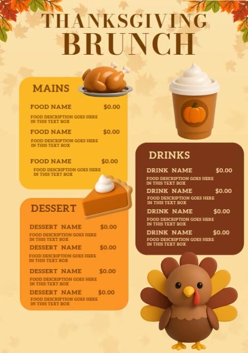 thanksgiving day menu event ad design template A4