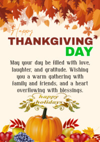 White Thanksgiving Day Greeting A6 Template