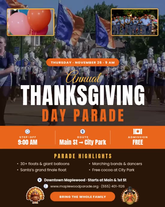 Thanksgiving Day Parade Template | PosterMyWall