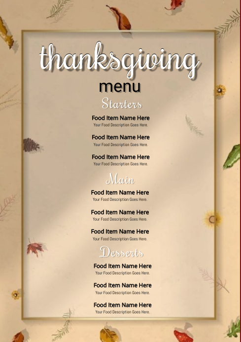 Image 8 for Thanksgiving Day Menu Template
