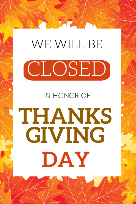 THANKSGIVING DAY SHOP CLOSED NOTICE TEMPLATE Poster