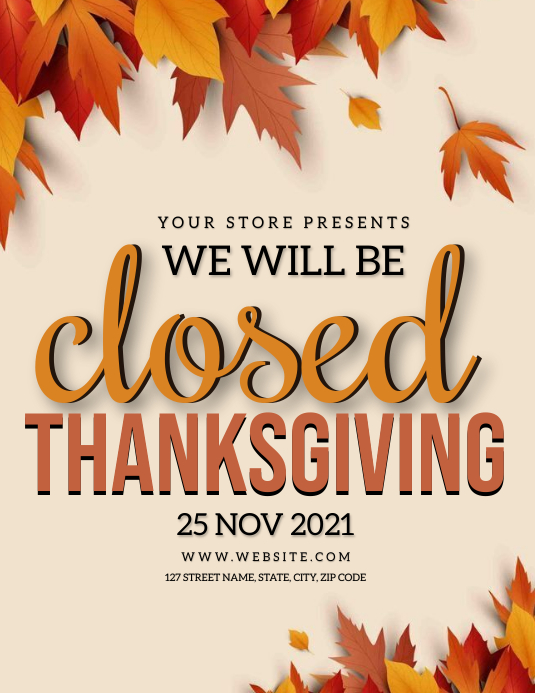 THANKSGIVING DAY STORE CLOSED TEMPLATE Flyer (US Letter)