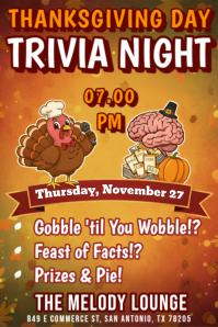 Thanksgiving Day Trivia Night Poster 海报 template