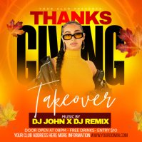 Orange Thanksgiving Party Instagram-bericht Template