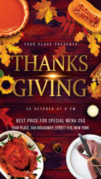 Red Thanksgiving Dinner Event Digitalt display Template