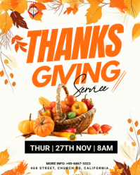 church thanksgiving day flyer editable template Instagram Portrait