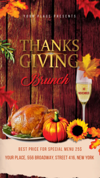 红色 Thanksgiving Brunch Event Digitalt display Template