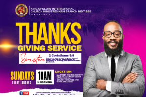 Blue Church Thanksgiving Service Etykieta Template