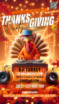Thanksgiving งานแสดงผลงานแบบดิจิทัล (9:16) template
