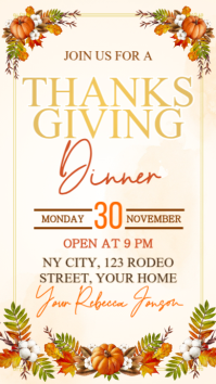 White Thanksgiving Dinner Invitation Instagram-verhaal Template