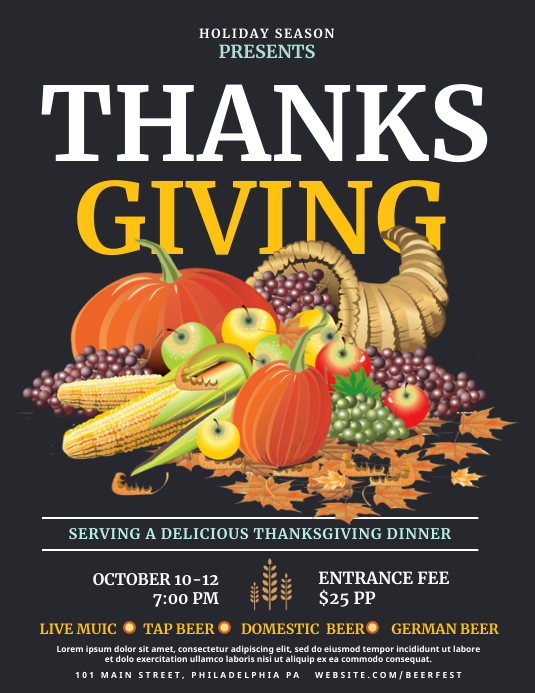 Black Thanksgiving Community Day Flyer Folheto (US Letter) template