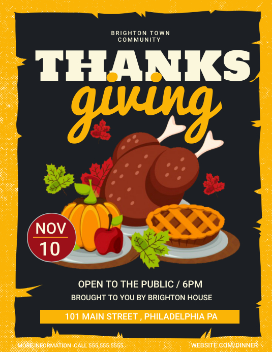 Thanksgiving 传单(美国信函) template