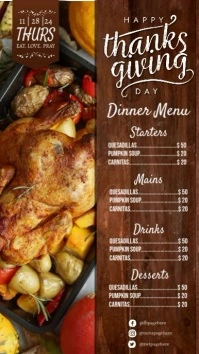 Thanksgiving Diner Menu Template Instagram Reel