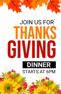 Thanksgiving dinner, autumn, event Template Tabloid