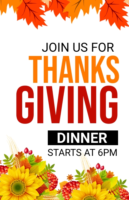 Thanksgiving dinner, autumn, event Template 小报