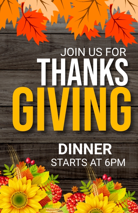 Thanksgiving dinner, autumn, event Template Tabloid