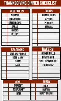 White Thanksgiving Dinner Checklist Legal US Template