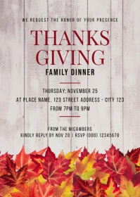 Thanksgiving Dinner A6 template